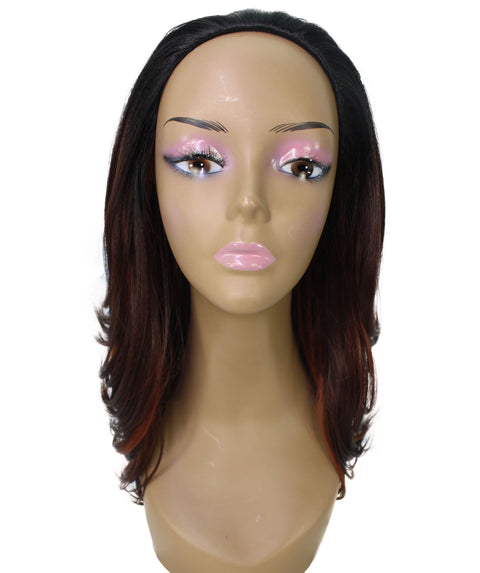 Leal Medium Brown to Black Blend Short Celebrity Style Half Wig