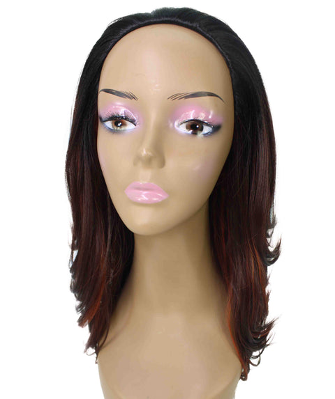 Leal Medium Brown to Black Blend Short Celebrity Style Half Wig