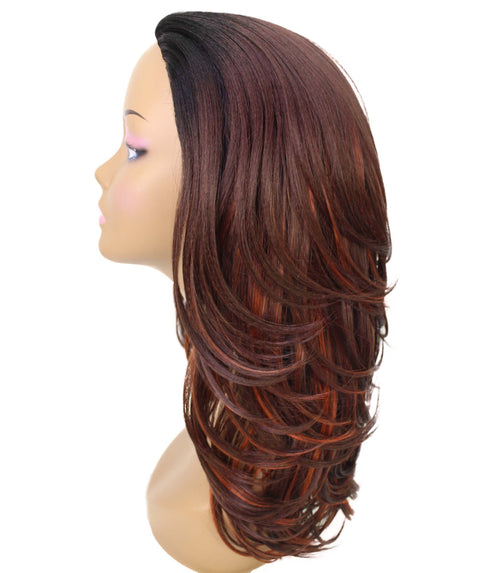 Leal Medium Brown to Black Blend Short Celebrity Style Half Wig