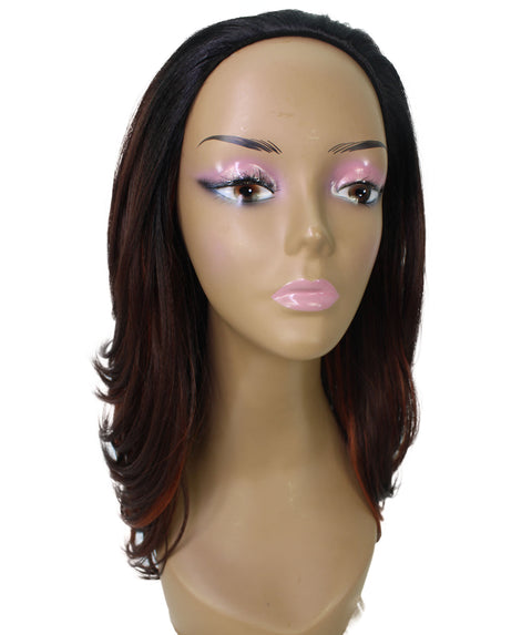 Leal Medium Brown to Black Blend Short Celebrity Style Half Wig