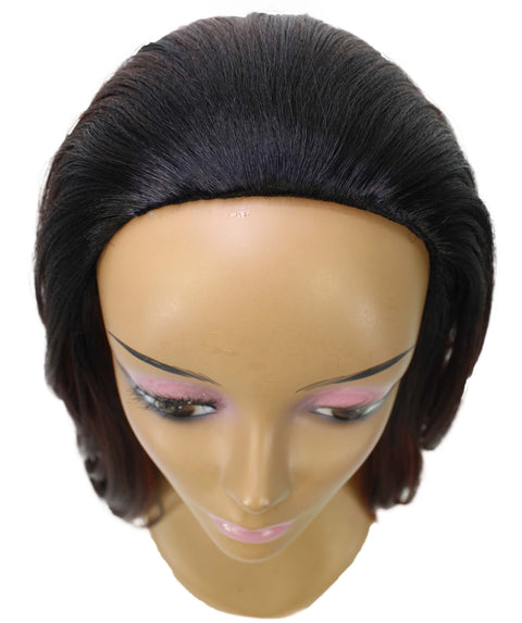 Leal Medium Brown to Black Blend Short Celebrity Style Half Wig