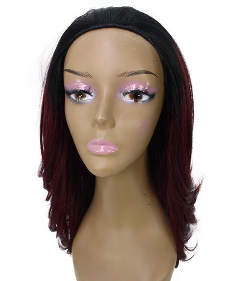 Leal Deep Pink to Black Blend Short Celebrity Style Half Wig