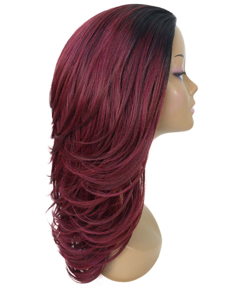Leal Deep Pink to Black Blend Short Celebrity Style Half Wig