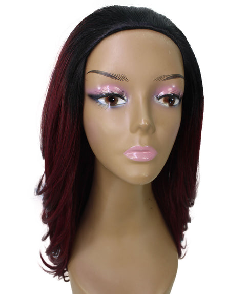 Leal Deep Pink to Black Blend Short Celebrity Style Half Wig