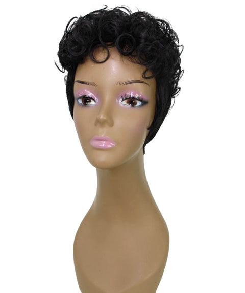 Sydney Natural Black Short Tousled Curly Hair Wig