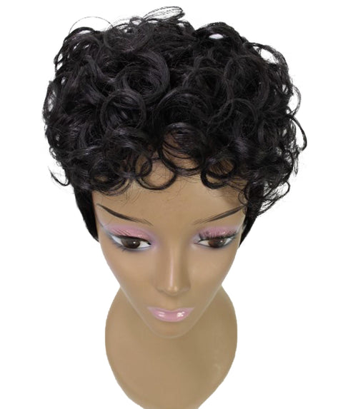 Sydney Natural Black Short Tousled Curly Hair Wig