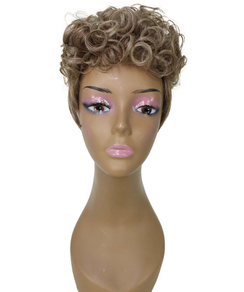 Sydney Brown and Blonde Short Tousled Curly Hair Wig