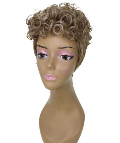Sydney Brown and Blonde Short Tousled Curly Hair Wig