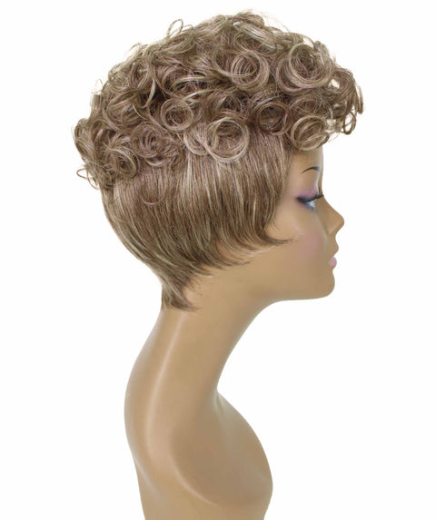 Sydney Brown and Blonde Short Tousled Curly Hair Wig