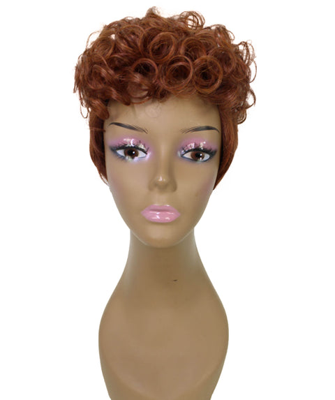 Sydney Brown with Copper Red Short Tousled Curly Hair Wig