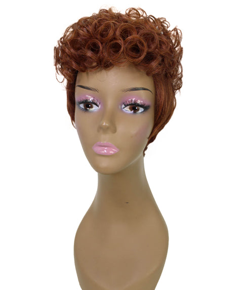Sydney Brown with Copper Red Short Tousled Curly Hair Wig