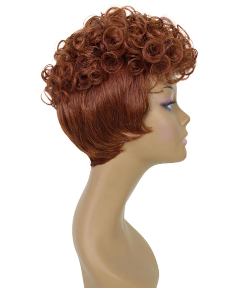 Sydney Brown with Copper Red Short Tousled Curly Hair Wig
