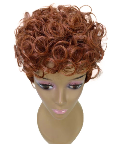 Sydney Brown with Copper Red Short Tousled Curly Hair Wig