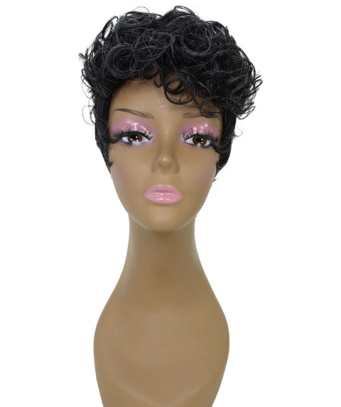 Sydney Salt and Pepper Blend Short Tousled Curly Hair Wig