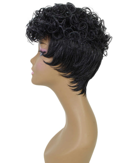 Sydney Salt and Pepper Blend Short Tousled Curly Hair Wig