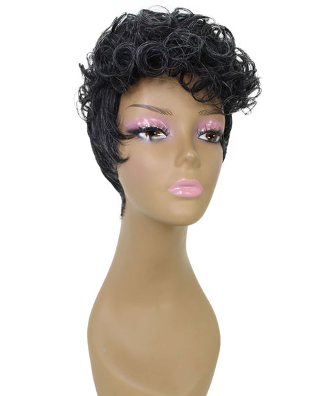 Sydney Salt and Pepper Blend Short Tousled Curly Hair Wig