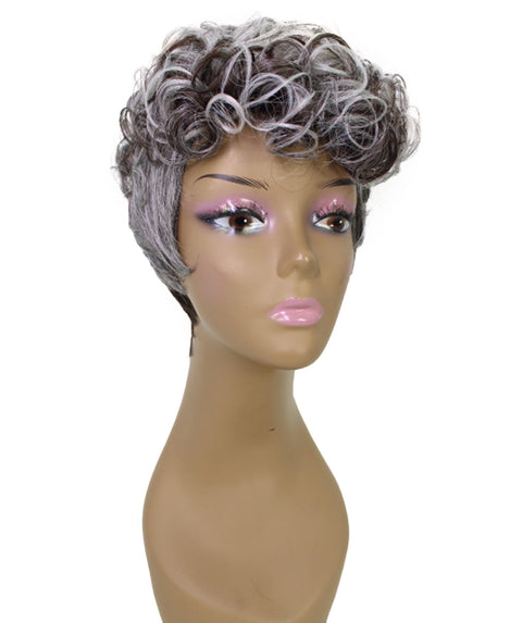 Sydney Charcoal Gray Short Tousled Curly Hair Wig