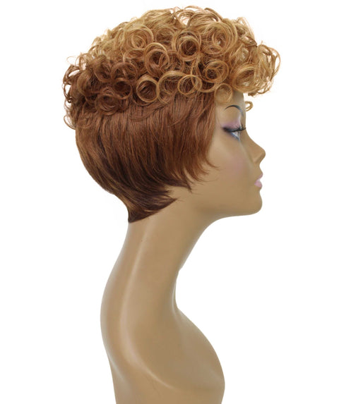 Sydney Auburn Brown with Chestnut Blend Short Tousled Curly Hair Wig