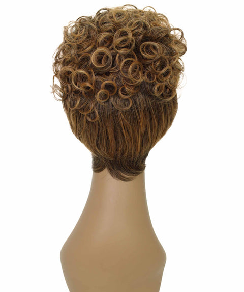 Sydney Dark Brown with Golden Short Tousled Curly Hair Wig