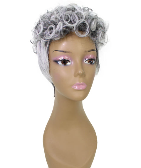 Sydney Gray with White Short Tousled Curly Hair Wig