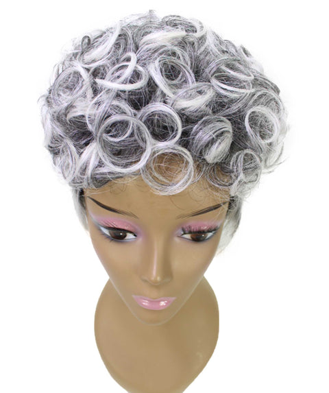 Sydney Gray with White Short Tousled Curly Hair Wig