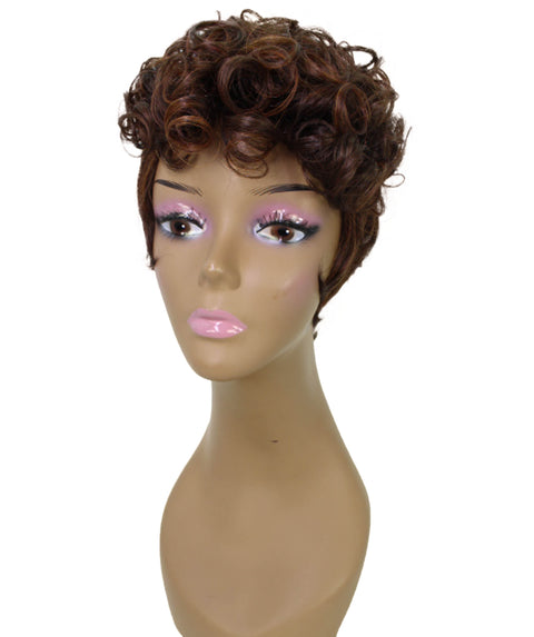 Sydney Dark Chestnut Brown Short Tousled Curly Hair Wig