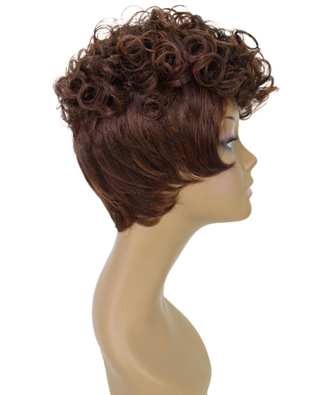 Sydney Dark Chestnut Brown Short Tousled Curly Hair Wig