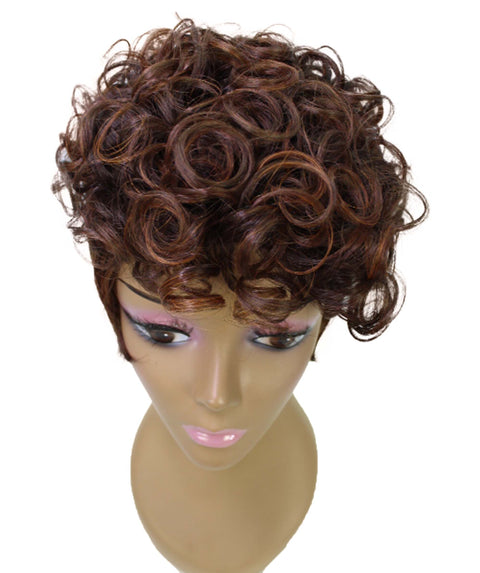 Sydney Dark Chestnut Brown Short Tousled Curly Hair Wig