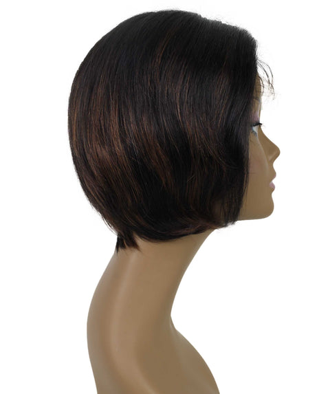 Mia Black with Caramel Side parted Lace Bob Wig