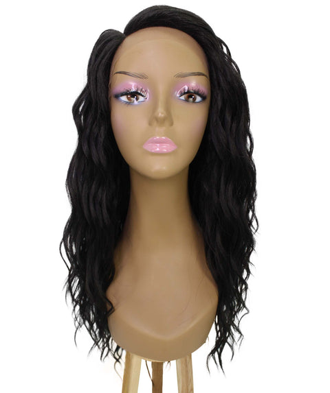 Raven Natural Black Wavy Layered Wig