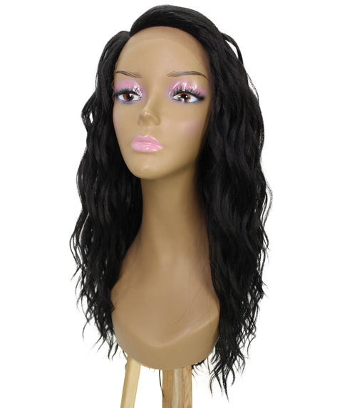 Raven Natural Black Wavy Layered Wig