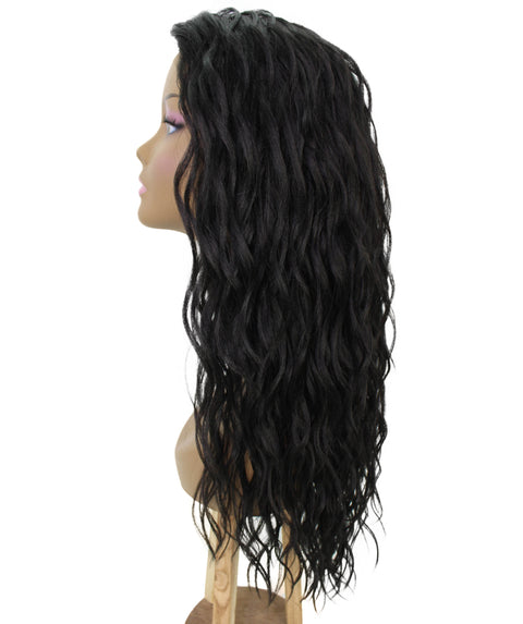 Raven Natural Black Wavy Layered Wig