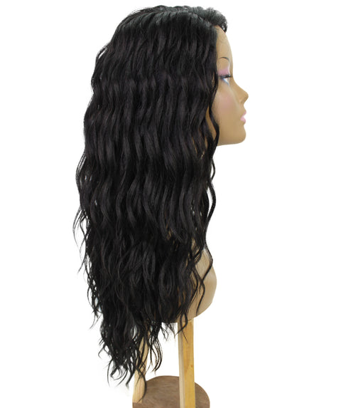 Raven Natural Black Wavy Layered Wig