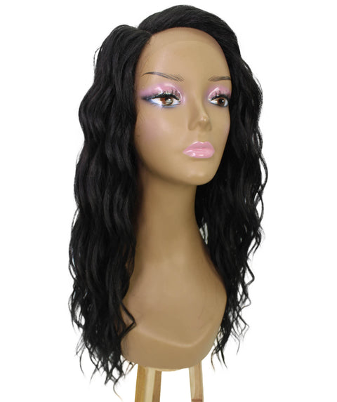 Raven Natural Black Wavy Layered Wig