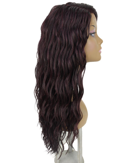 Raven Deep Red and Black Blend Wavy Layered Wig