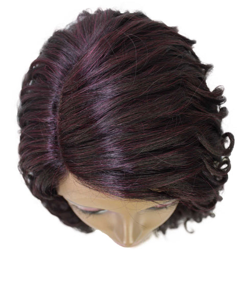 Raven Deep Red and Black Blend Wavy Layered Wig