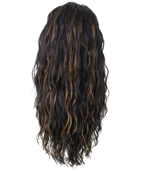 Raven Black with Golden Wavy Layered Wig