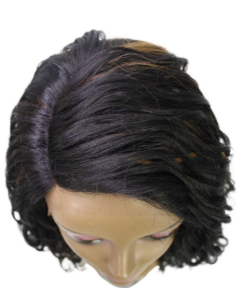 Raven Black with Golden Wavy Layered Wig