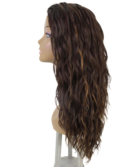 Raven Brown with Golden Wavy Layered Wig
