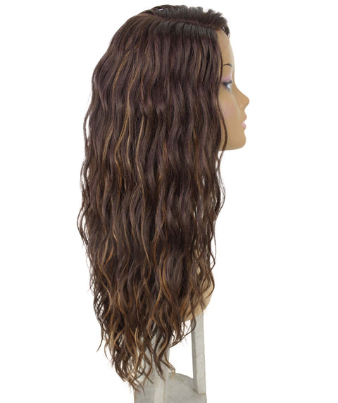 Raven Brown with Golden Wavy Layered Wig