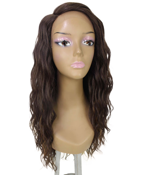 Raven Brown with Golden Wavy Layered Wig