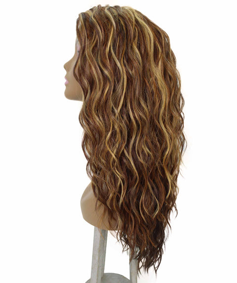 Raven Auburn Brown Blend Wavy Layered Wig