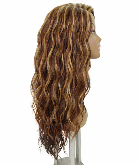 Raven Auburn Brown Blend Wavy Layered Wig