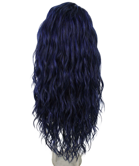 Raven Blue and Black Blend Wavy Layered Wig
