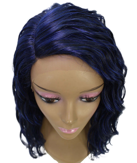 Raven Blue and Black Blend Wavy Layered Wig