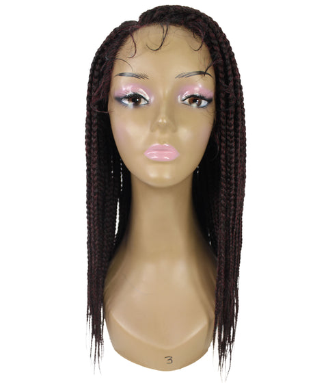 Samone  Deep Red and Black Blend Braided Lace Wig