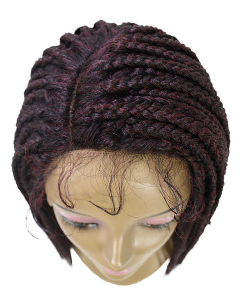 Samone  Deep Red and Black Blend Braided Lace Wig