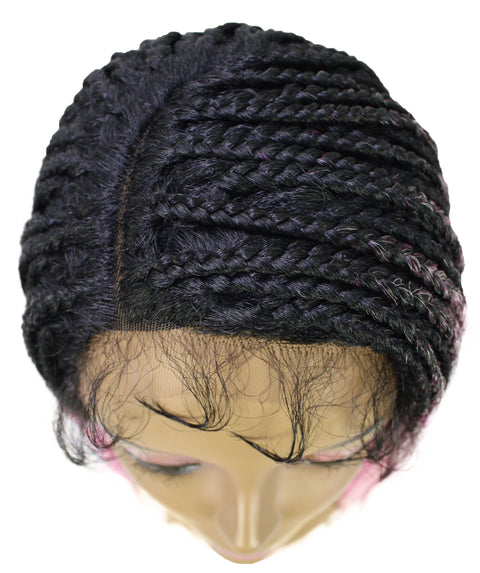 Samone  Dark Pink Ombre Braided Lace Wig