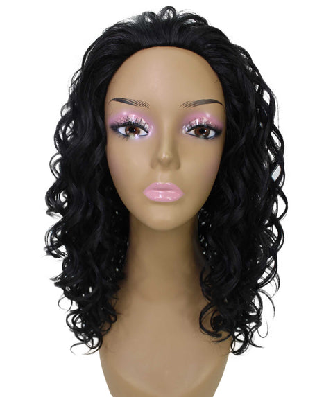 Edwina Black Layered Half Wig