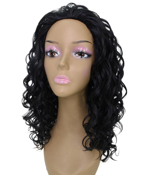 Edwina Black Layered Half Wig